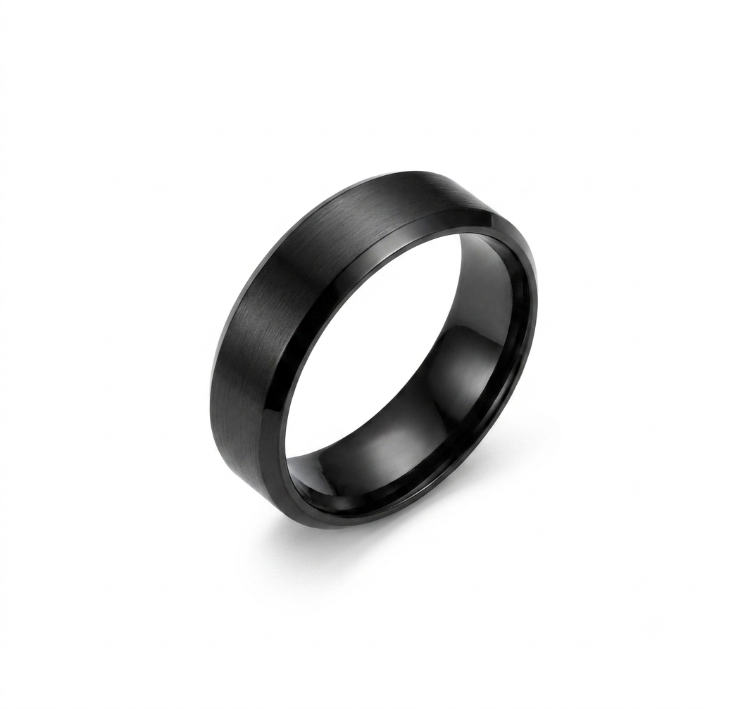 Matte Stroked Black Ring