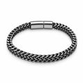 Premium Braided Wheat Bracelet – Black Silver